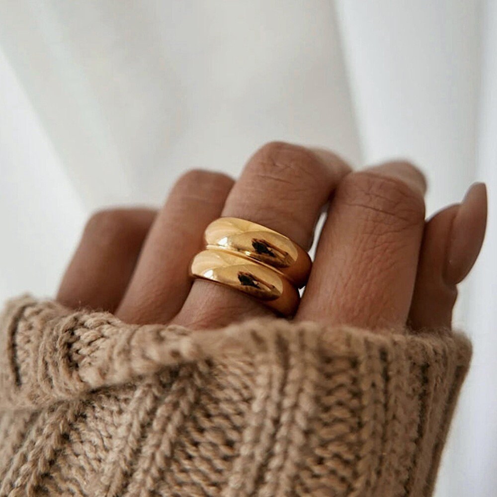 Gold PVD vacuum plated wide band ring for maximum durability