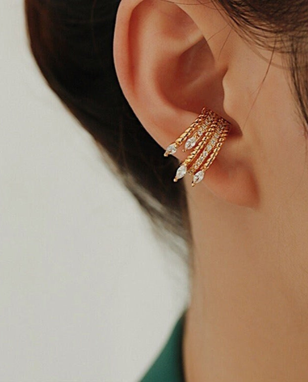 Model wearing Anita marquise cuff on helix.