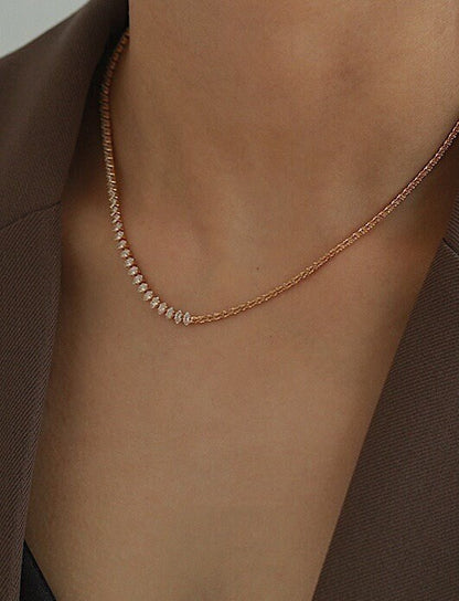 Model collarbone view styling the thea asymmetric marquise choker with blazer