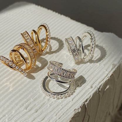 Detail of the channel-set baguette CZ stones on the Luxe cuff.