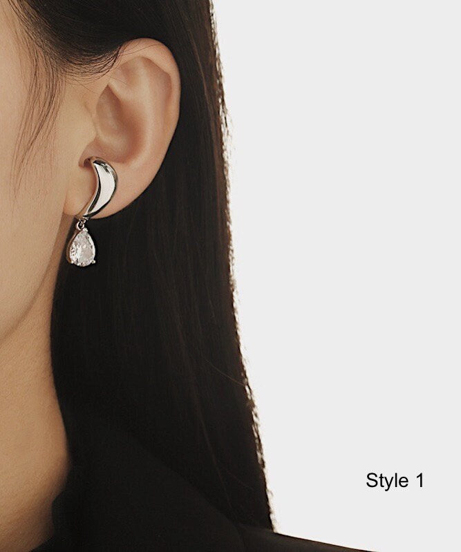 Close-up of lisa ear cuff style 1 on model's ear lobe.