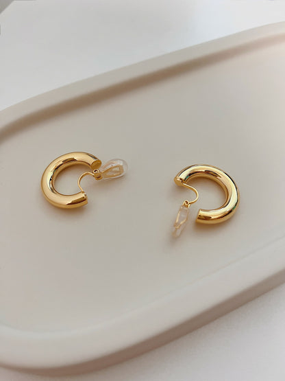 Hypoallergenic tarnish resistant non pierced hoop earrings for sensitive skin and non pierced ears