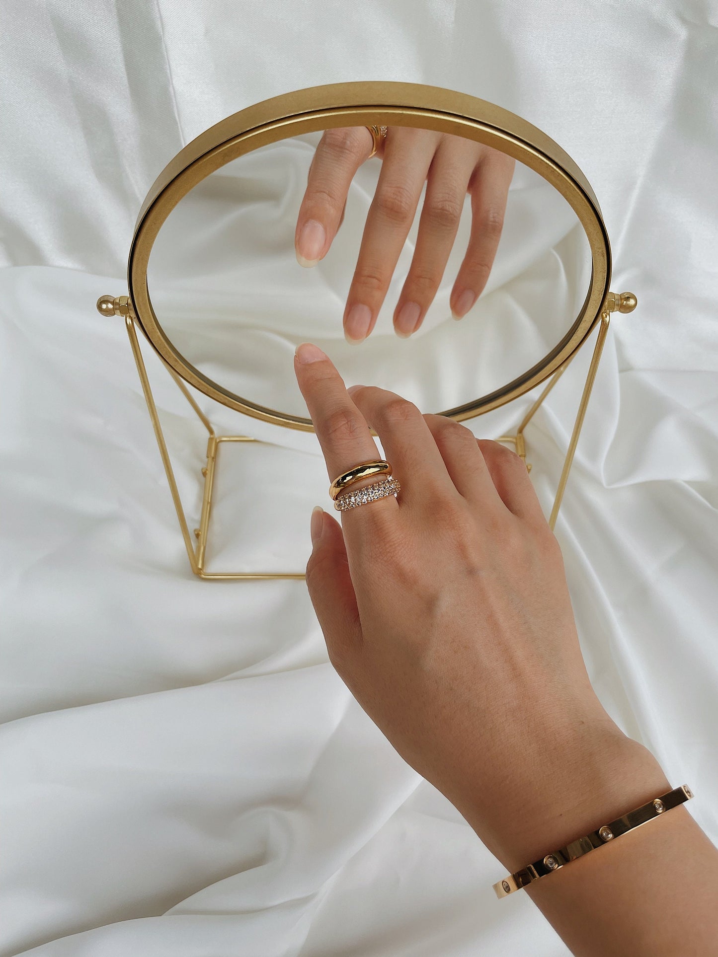 Modern luxe chunky gold pave ring UK fashion jewellery trend